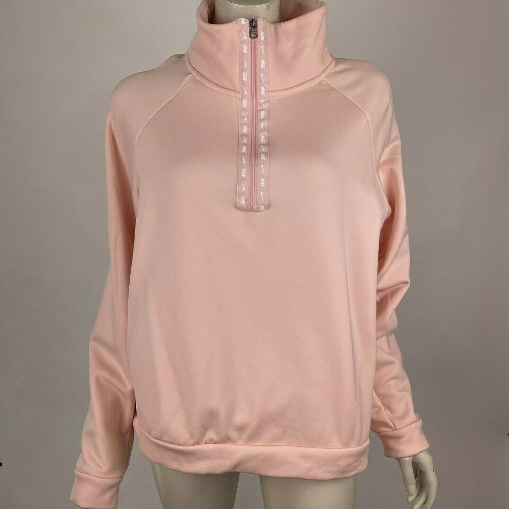 Nike Therma Fit Pullover Training 1/4 zip Loose Fit Long Sleeve Pink Women Large